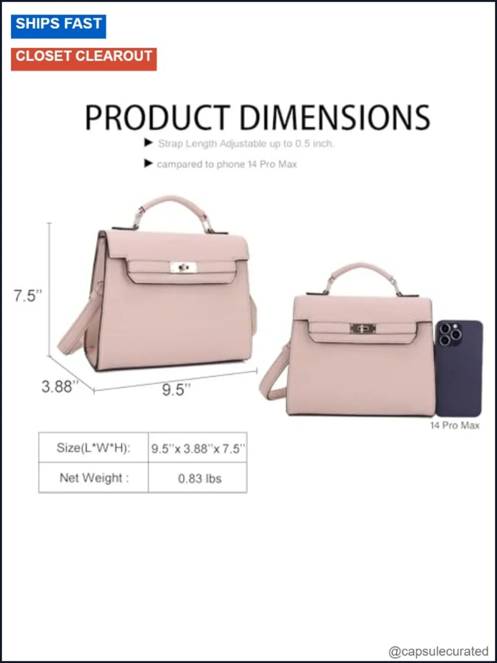 EVVE Women's Top Handle Satchel with Detachable Strap Pebbled Faux Leather